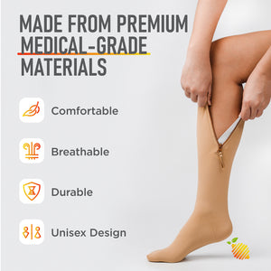 15-20mmHg Closed Toe Zipper Compression Socks