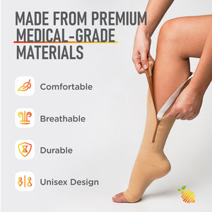 20-30mmHg Open Toe Zippered Compression Socks