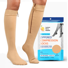 Load image into Gallery viewer, 20-30mmHg Closed Toe Zippered Compression Socks