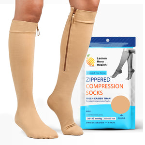 20-30mmHg Closed Toe Zippered Compression Socks