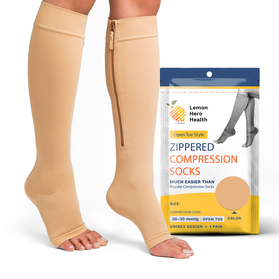 20-30mmHg Open Toe Zippered Compression Socks