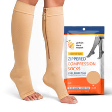 Load image into Gallery viewer, 15-20mmHg Open Toe Zippered Compression Socks