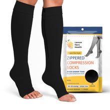 Load image into Gallery viewer, 20-30mmHg Open Toe Zippered Compression Socks