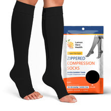 Load image into Gallery viewer, 15-20mmHg Open Toe Zippered Compression Socks