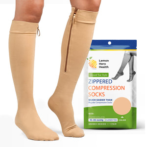 15-20mmHg Closed Toe Zipper Compression Socks